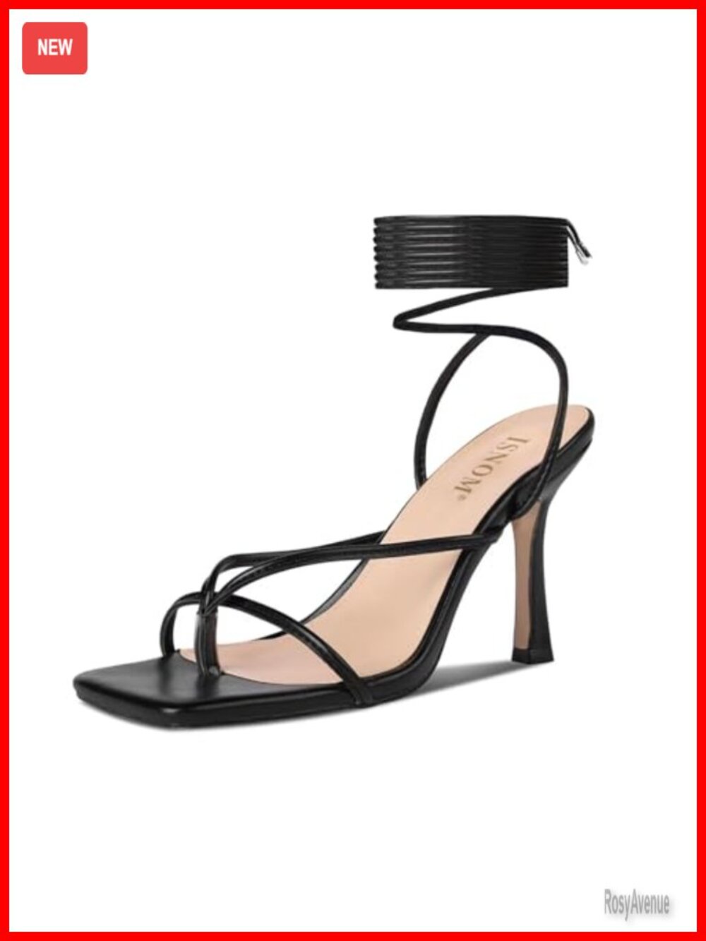 Lace Up High Heel Sandals Square Open Toe Stiletto Faux Leather